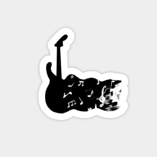 black and white guitar Sticker